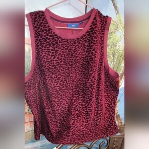 Apt. 9 Maroon Animal Velvet Print Tank Top Sz XXL